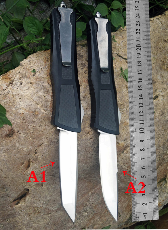 

Carbon fiber VG10 steel combat automatic knife (2 style) tanto blade folding pocket knife strong blade strong spring superior survival knife
