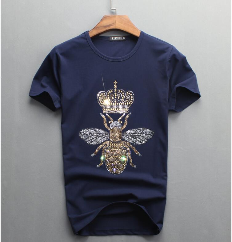 

2018 men luxury diamond design short sleeve t-shirts men funny brand cotton tops and tees ecx, White;black