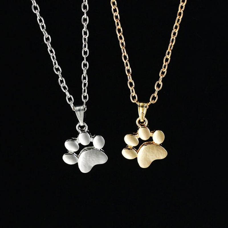 

Fashion Cute Pets Dogs Footprints Paw Chain Pendant Necklace Necklaces Pendants Jewelry for Women Sweater necklace Free Shipping