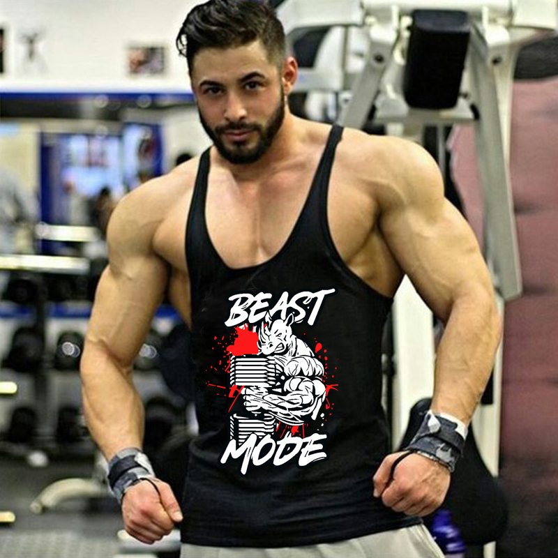 

Men's Cartoon Print Cotton Workout Fitness Loose Tank Tops For Boys' Summer Casual Sports Muscle Gym Sleeveless T-Shirts Vests XXL, Black