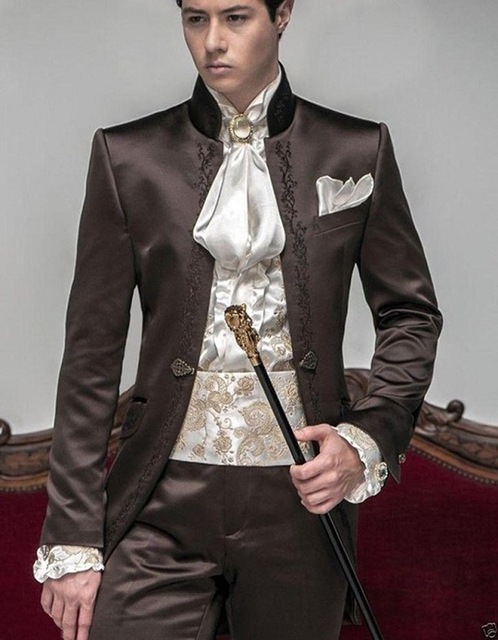 

Royal British Style Stand collar Black Tailcoat Men Formal Suits Men Wear Wedding Prom Dinner Suits (Jacket+Pants) NO;731, Same as image