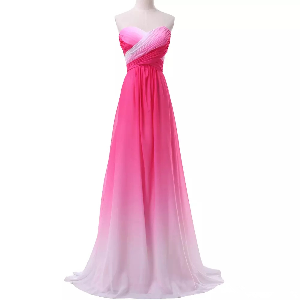 

2018 New Sexy Cheap Ombre Long Prom Dresses Chiffon A Line Plus Size Floor-Length Formal Evening Party Celebrity Bridesmaid Gown QC1231, Ombre blue