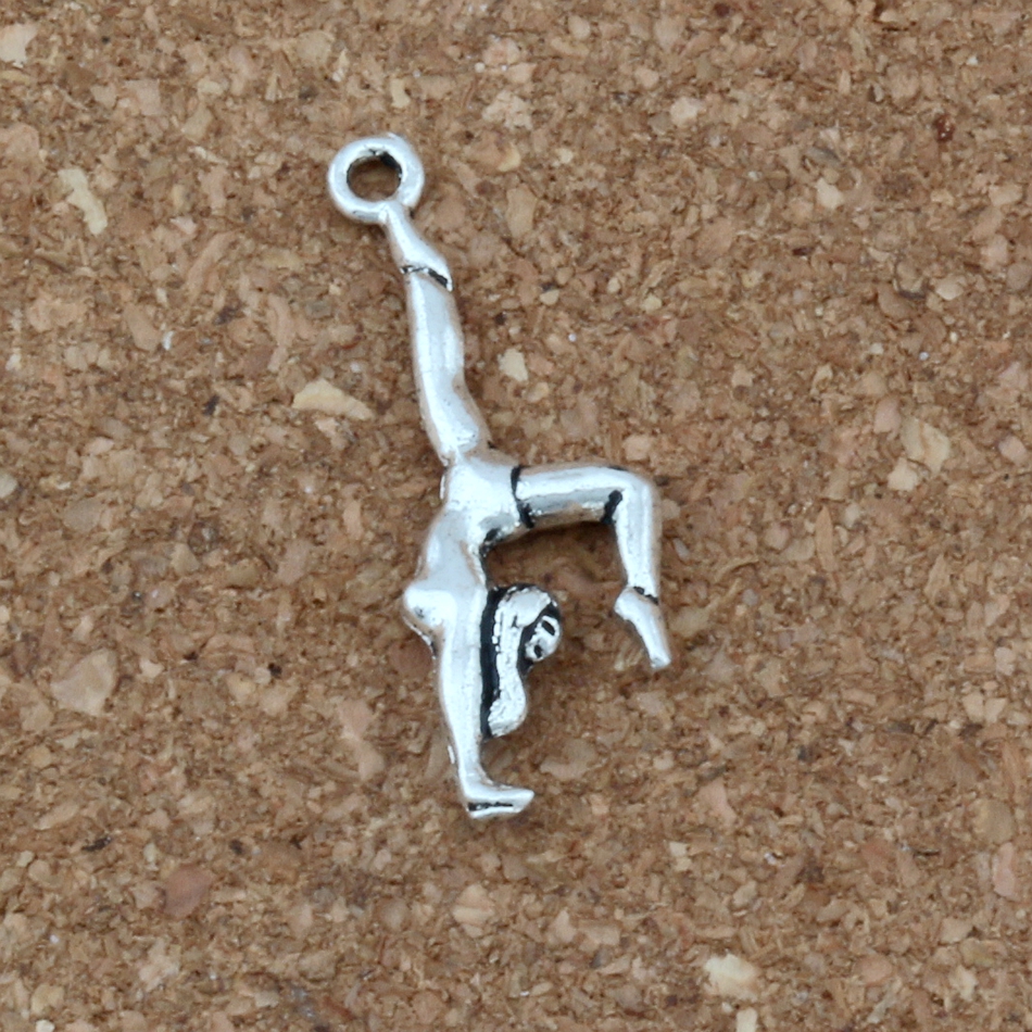 

Gymnastics Gymnast sporter Charms Pendants 100Pcs/lot Jewelry DIY Fit Bracelets Necklace Earrings 11x30mm Antique silver /gold A-345