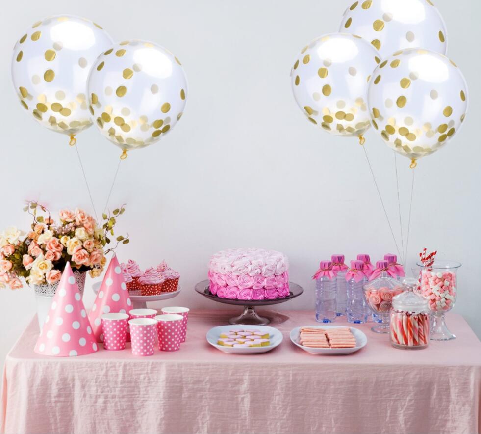

Gold Sequin 12-inch Round Transparent Paper Balloon 2018 New Hot Wedding Confetti Gold Sequins Balloons for Wedding Party Birthday Party
