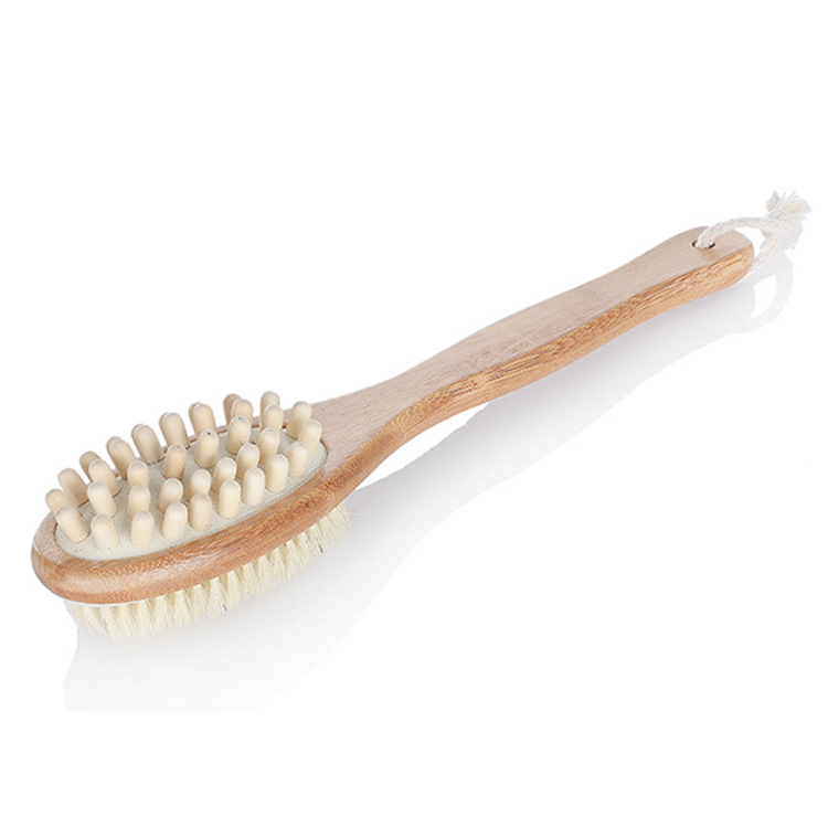 

Double Sides Bath Shower Brushes Soft Boar Bristles Bamboo Long Handle Back Brush SPA Brush Body Massager