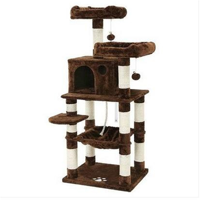 

Free shipping Cat Tree Condo Multi-Level Kitty Play House Sisal Scratching Posts Tower Brown UPCT15Z Furniture and climbing tools