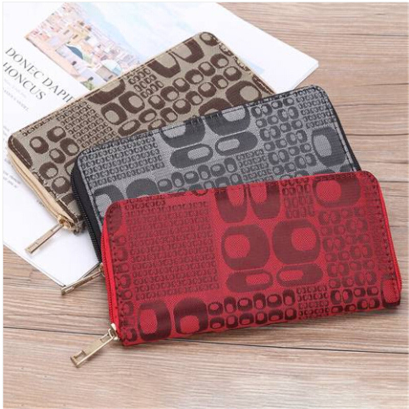 

sales!!!free shipping 2018 Women Embossed Nylon Wallet Zip Purse For Cash Card Phone Handbag, Red