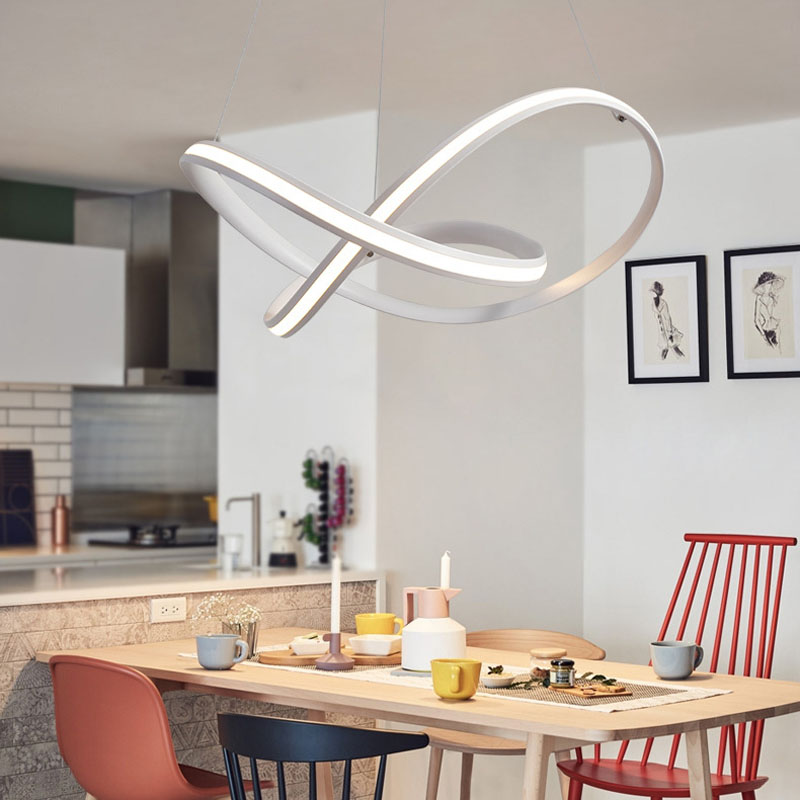 

Nordic LED Pendant Light Suspension Luminaire Creative Curved Linear Chandelier