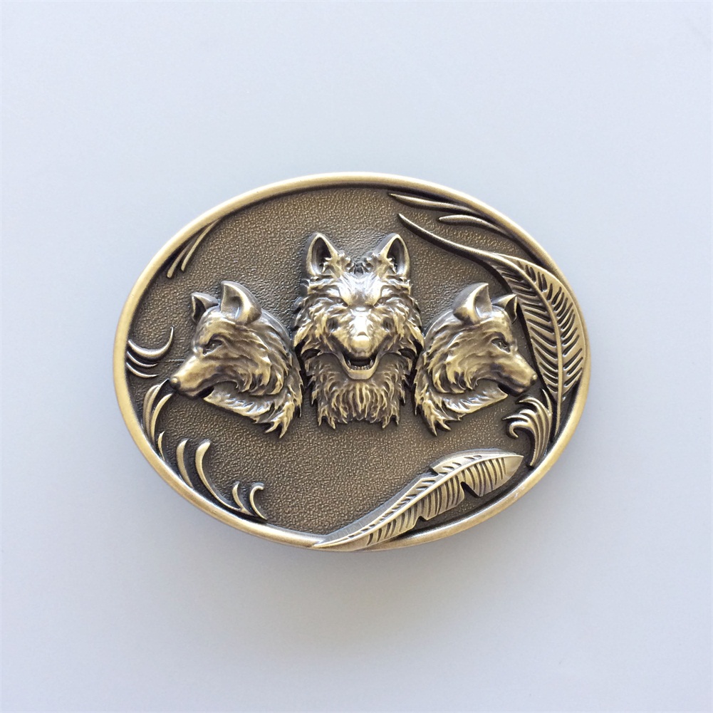 Classic New Vintage Western Wolf Moon Oval Belt Buckle also Stock in US