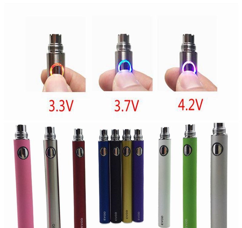 

EVOD Variable Voltage Battery 3.3V 3.7V 4.2V 650mah 900mah 1100mah EVOD Electronic Cigarette 510 Thread for CE4 MT3 Protank