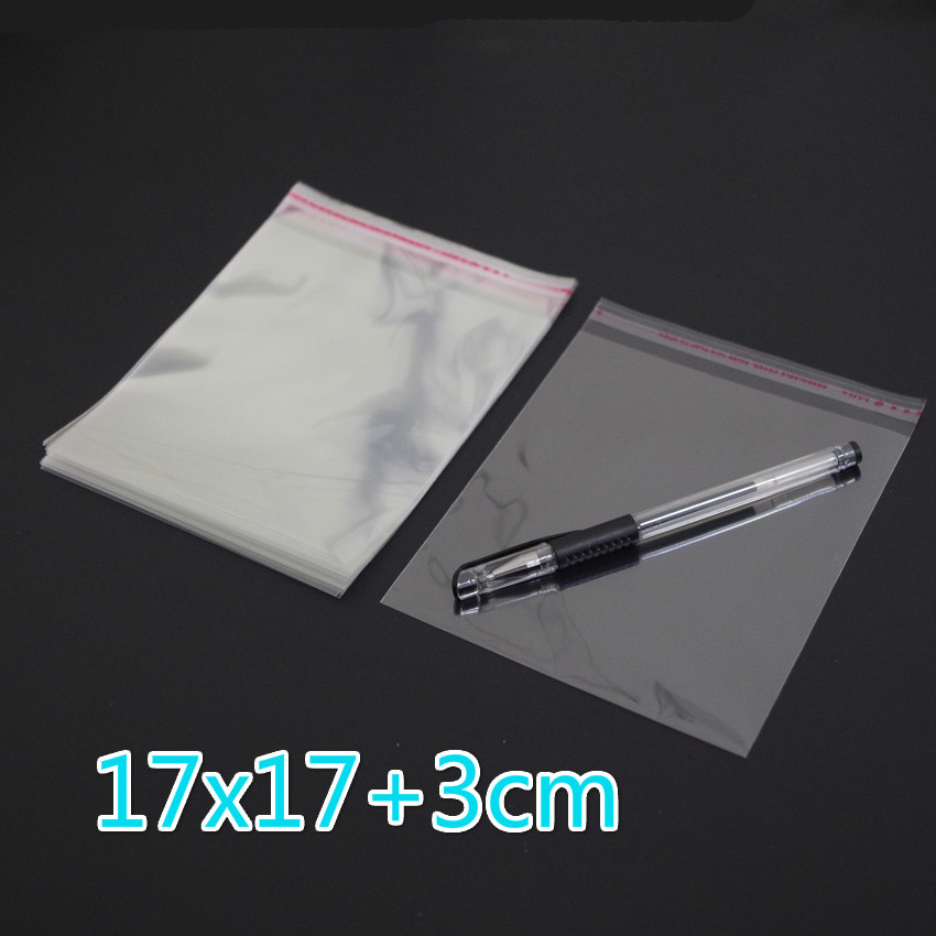 200pcs/lot Clear Resealable BOPP/Po/Cellophane Bag 17x17+3cm Transparent OPP Self Adhesive Plastic package cosmetic Packing bags-image-415508896