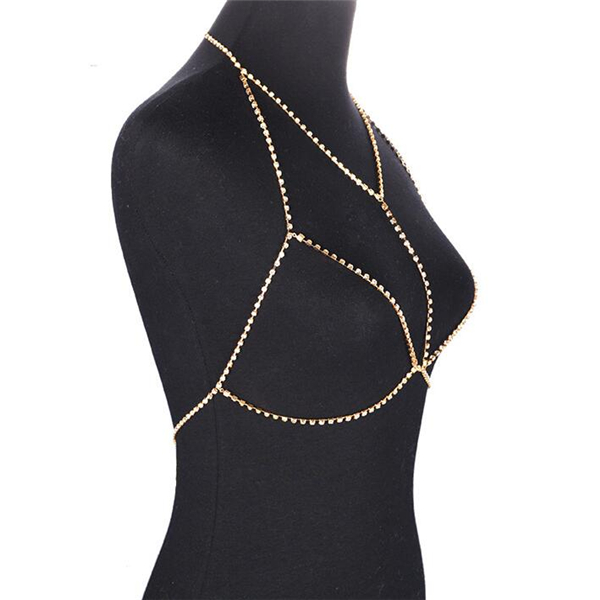 

Women Crystal Party 1Pcs Beach bodychain Necklace Bikini jewelry Body Bra Chain