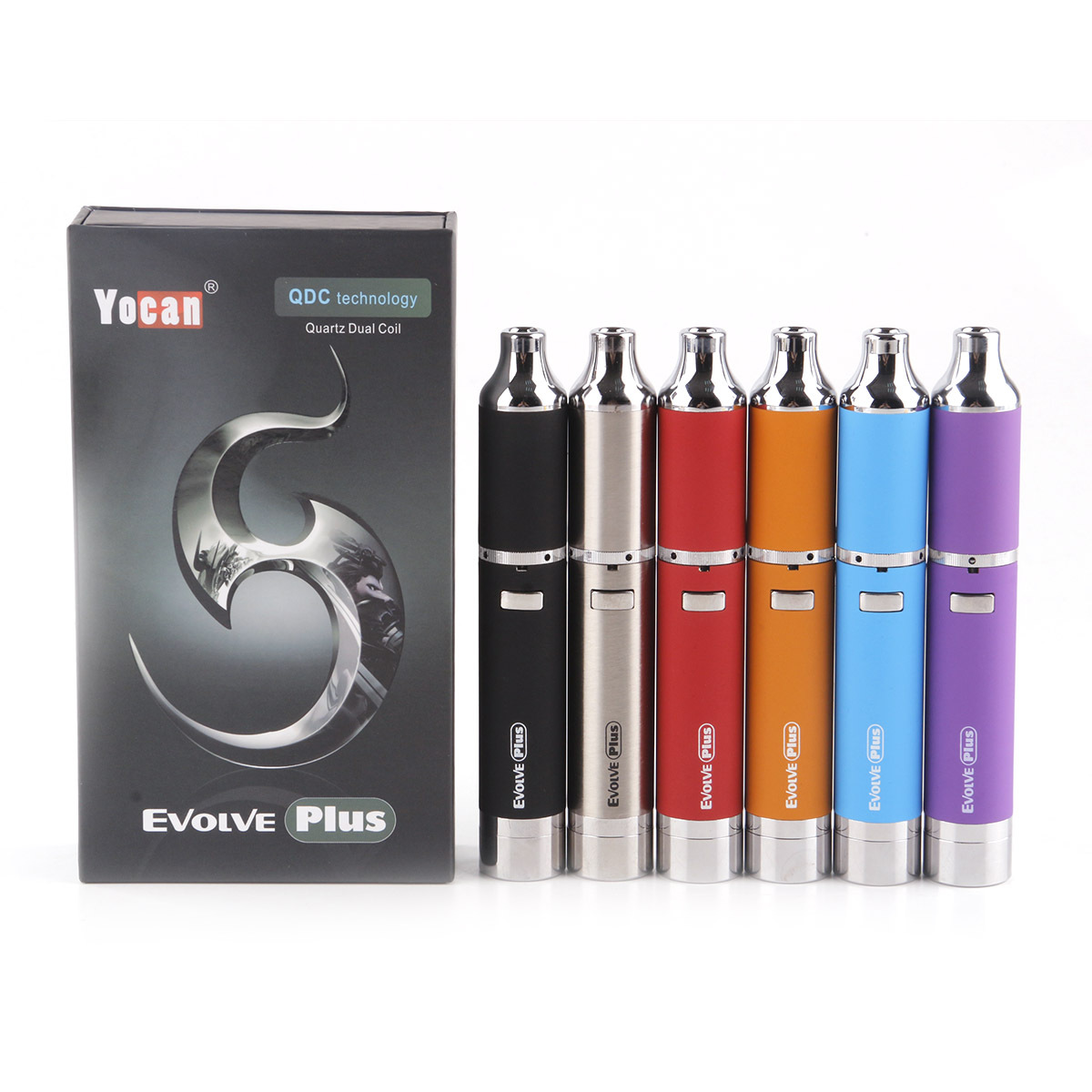 

Authentic Yocan Evolve Plus Starter Kits Wax 1100mah Wax Pen Vaporizer Kit with Silicon Jar Dual Quartz Rod Coil
