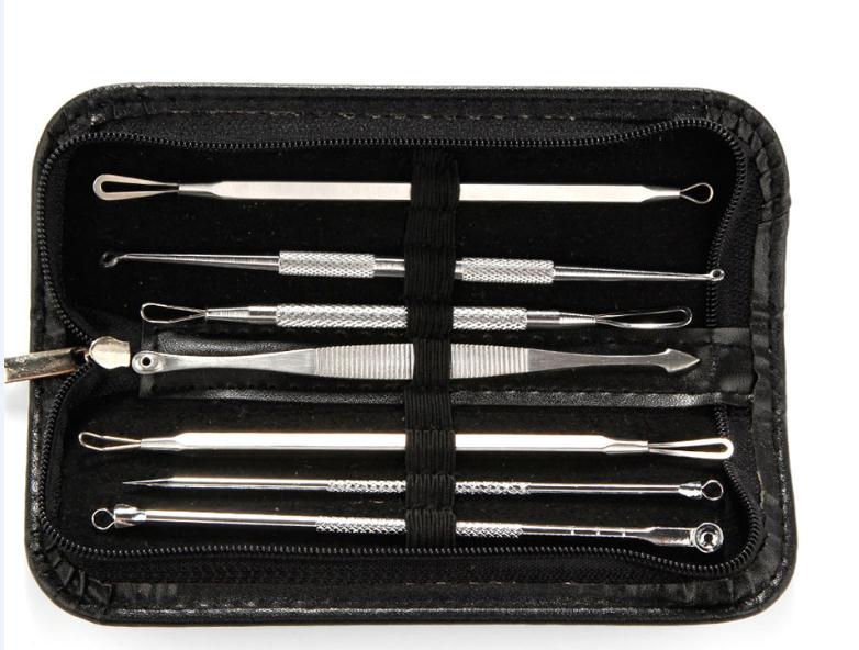 7Pcs Blackhead Remover Tool Kit Facial Pimple Removal Tools Blemish Extractor Acne Needle Clip Tweezer Set Face Skin Care Tools