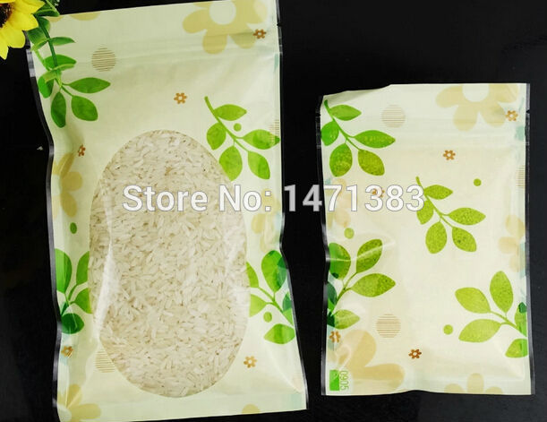

Printing logo 10*15cm Color printed zipper food bags with window,custom logo for plastic tea packaging bags