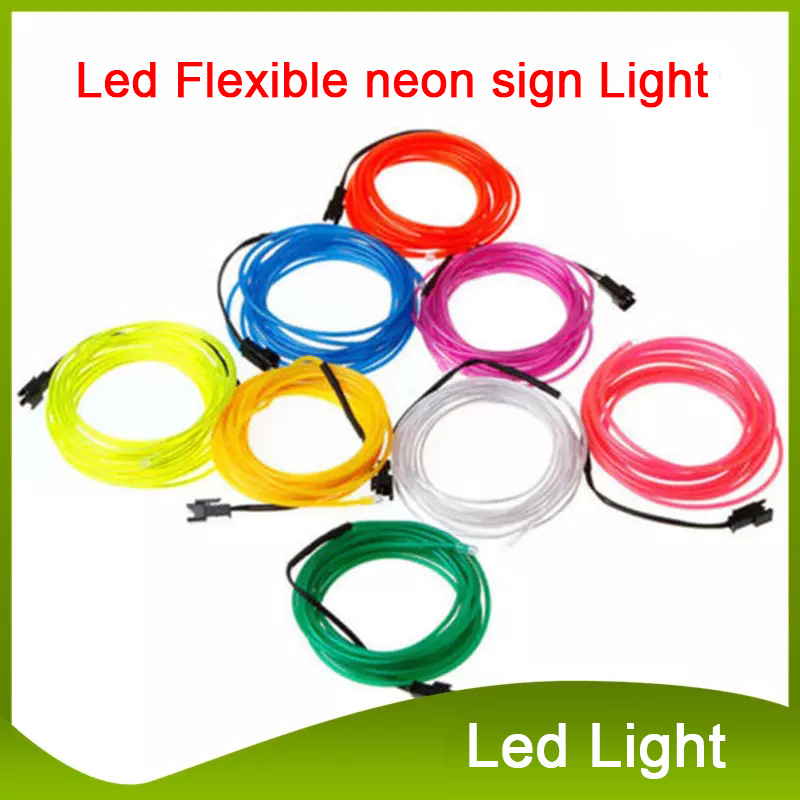 Green 9Ft Neon Light Glow EL Wire Rope Tube Car Bike Bar Dance Party Transparent