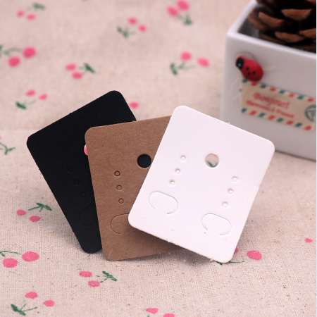 

100Pcs 3.8*4.8cm Blank Kraft Paper Ear Studs Card Hang Tag Jewelry Display Earring Crads Favor Label Tag White Black Brown Color
