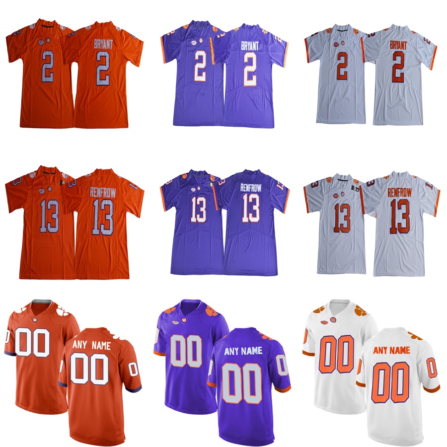 

Custom Orange Clemson Tigers College Football Jerseys #75 Mitch Hyatt #80 Milan Richard #85 Seth Ryan Purple White Stitched S-3XL
