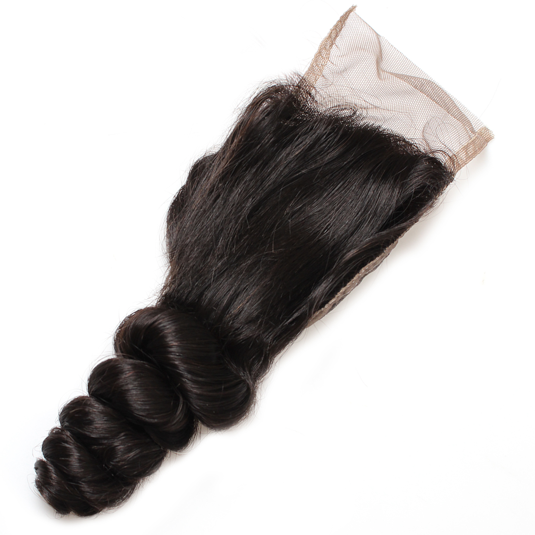 

10A Remy Human Hair 4*4 Loose Wave Swiss Lace Closure 1 PC Free Part Brazilian Peruvian Malaysian Indian Hair Weaves Closure 8-20inch, Natural color