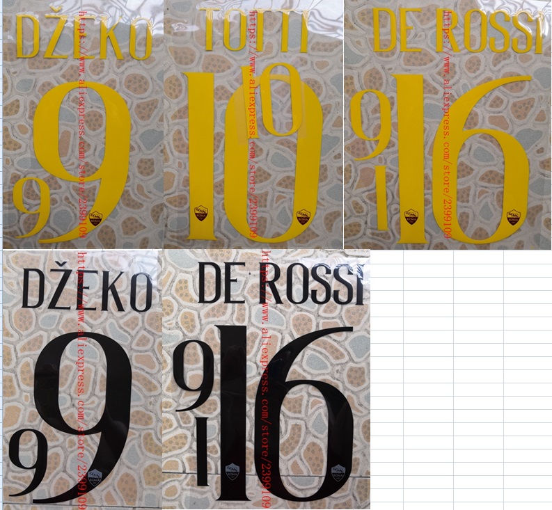 

18-19 TOTTI DE ROSSI M.SALAH DZEKO ELSHAARAWY NAINGGOLAN name numbering nameset patch badge