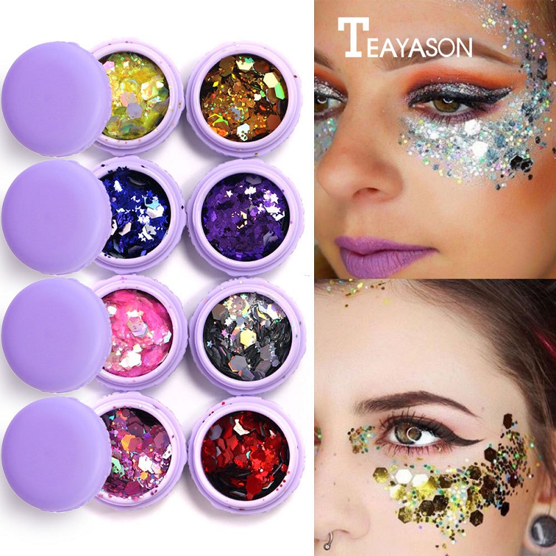 

TEAYASON Glitter Powder for Eyeshadow Gold Silver Nail Starlight Waterproof Long Lasting Party Makeup Glitter Eyeshadow, Multi