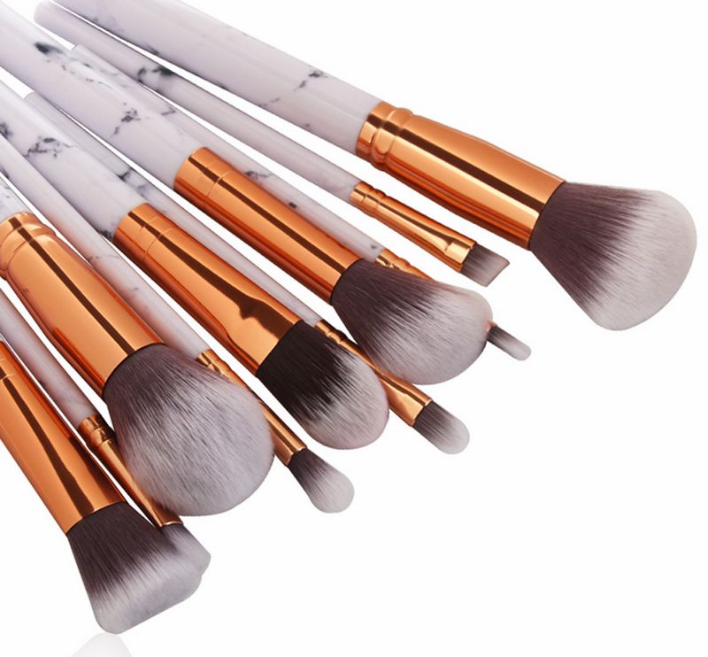 

MAANGE 10Pcs Marble Texture Makeup Brushes Set Powder Foundatin Eye Shadow Contour Blush Cosmetic Marbling Make Up Brush Tool