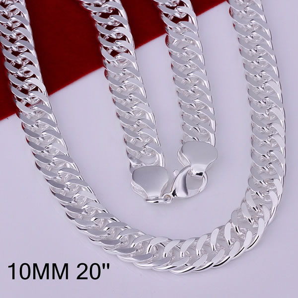 Beaux 925 Collier en argent sterling, Mode Hommes Femmes Collier XMAS Nouveau style Belle Coeur 10mm Collier chaîne lien Italie 2018 Vente Hot N3
