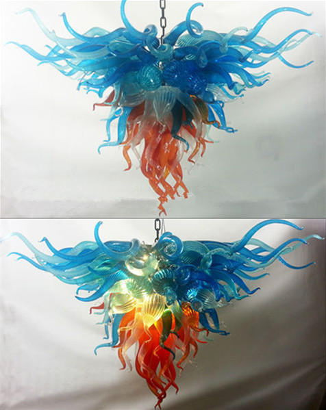 

Modern Rainbow Hand Blown Glass Chandelier Mosaic Glass Pendant Light LED Bulbs Drop Shape Glass Pendant Chandelier Lighting