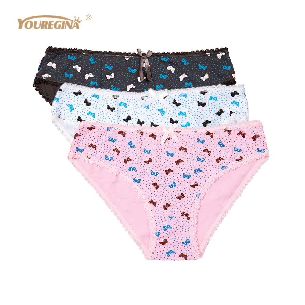 

YOUREGINA Women Underwear Panties Cotton Cute Print Sexy Briefs for Ladies Knicker Intimates Underpants for Woman 3pcs/lot, 3pcs-random