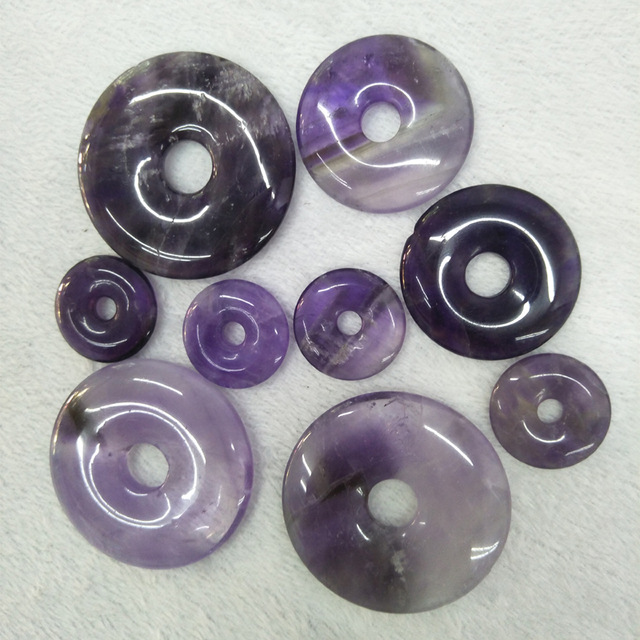 

10pcs/lot 20mm 30mm 40mm Natural Amethyst Stone Beads Donuts Shape Loose Beads For Jewelry Making Ring Circle Beads Pendants