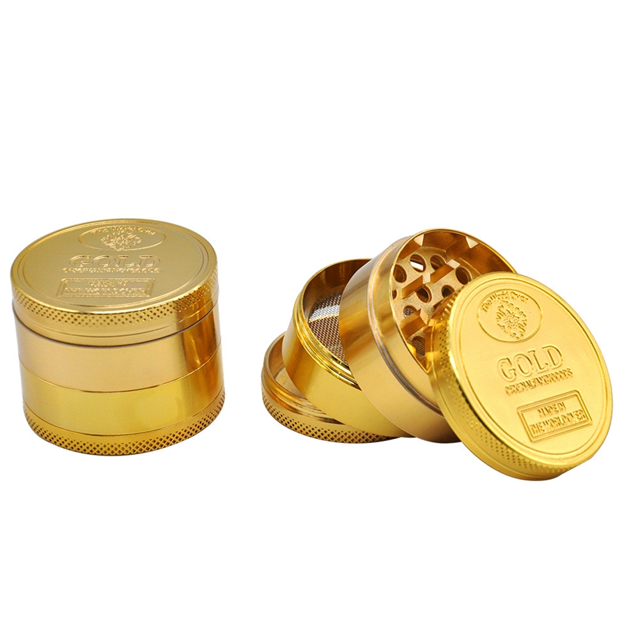 

Gold Coin Grinder Zinc Alloy 40 mm 4 Layer Metal Herb Grinder With Diamond Teeth Tobacco Miller Spice Crusher