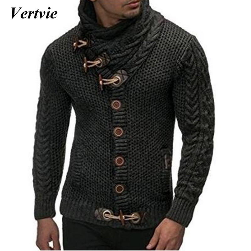 VERTVIE 2018 Automne Sweater d'hiver Cardigan Men Marque Casual Slim Pulls Mâle Épaissement Epais Couverture Turtleneck Pull 3XL C18111501