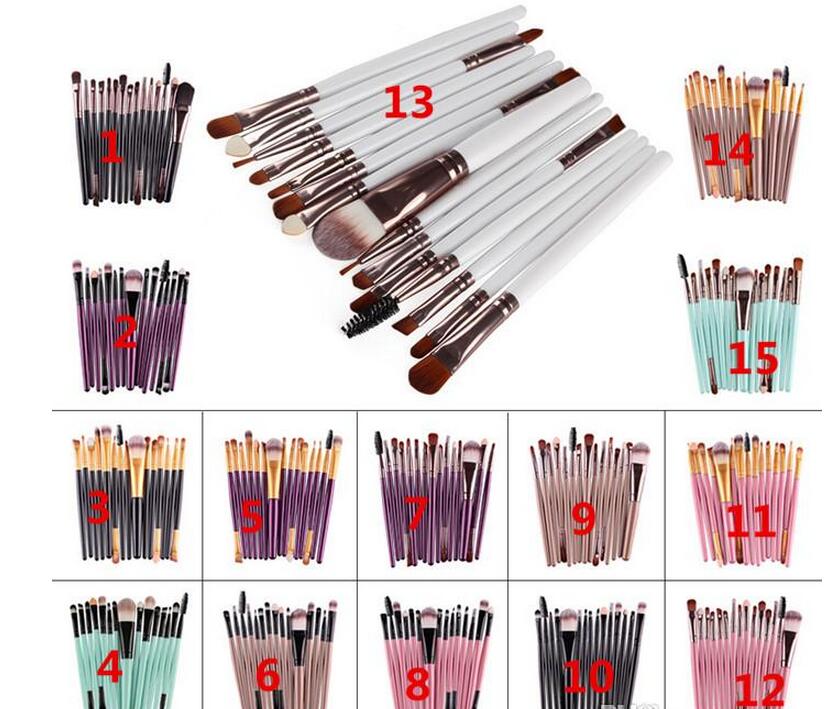 

Hot sell 15Pcs Professional Make up Brushes Set Foundation Blusher Powder Eyeshadow Blending Eyebrow DHL shipping+Gift