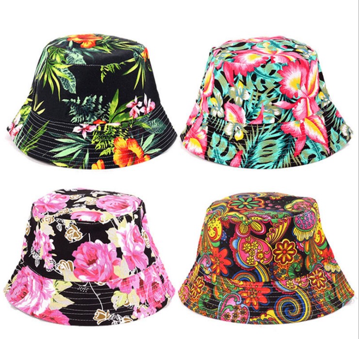 

children flowers sun basin cap 2018 New Floral Dots sunshine leisure Kids fisherman Hat Girls UV Sun Protective Bucket Hat 20 Colors C3006, Mix color random send