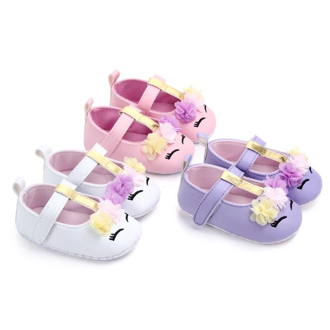 

Lovely Flower Cartoon Baby Newborn Toddler Girl Crib Shoes Pram Soft Sole Prewalker Anti-slip Baby Princess Shoes, Pink