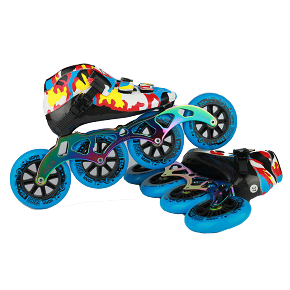 

Camouflage Speed Inline Skates Carbon Fiber Professional Competition 4 Wheels Racing Skating Patines Similar Powerslide JAPY 045, Moldel 1