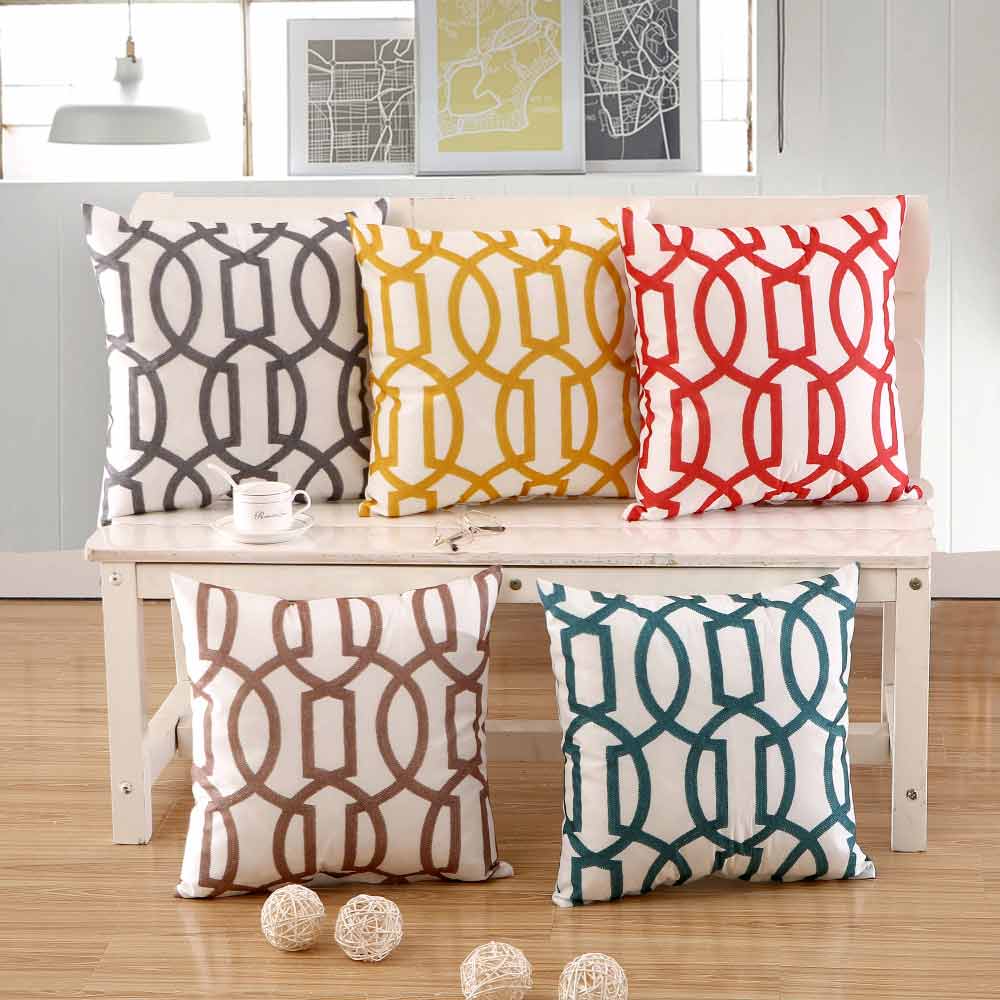 

Geometry Pattern Cushion Cover Geometric Printed Pillowcases Linen Cotton Pillow Covers Sofa Home Decora Cover 45x45cm