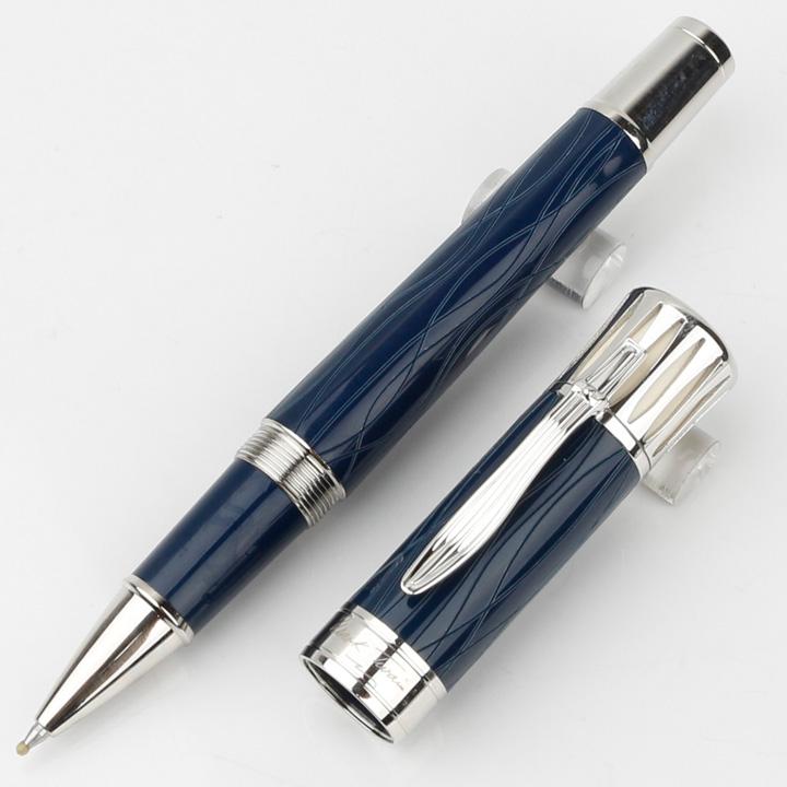 

High Quality MARK TWAIN signature collector blue and silver clip rollerball pen/Ballpoint pen luxury MT brand writing pen dropship, As picture show