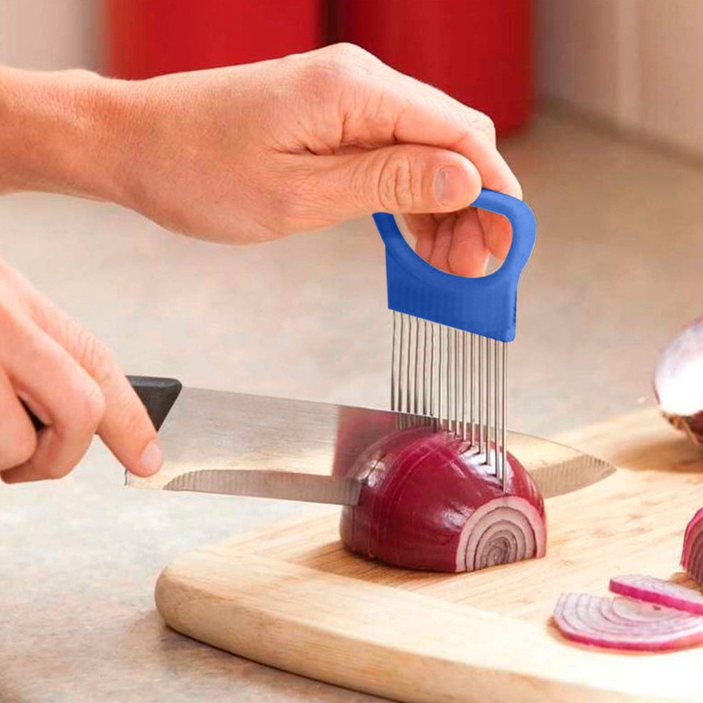 

New Shrendders & Slicers Tomato Onion Vegetables Slicer Cutting Aid Holder Guide Slicing Cutter Safe Fork tools