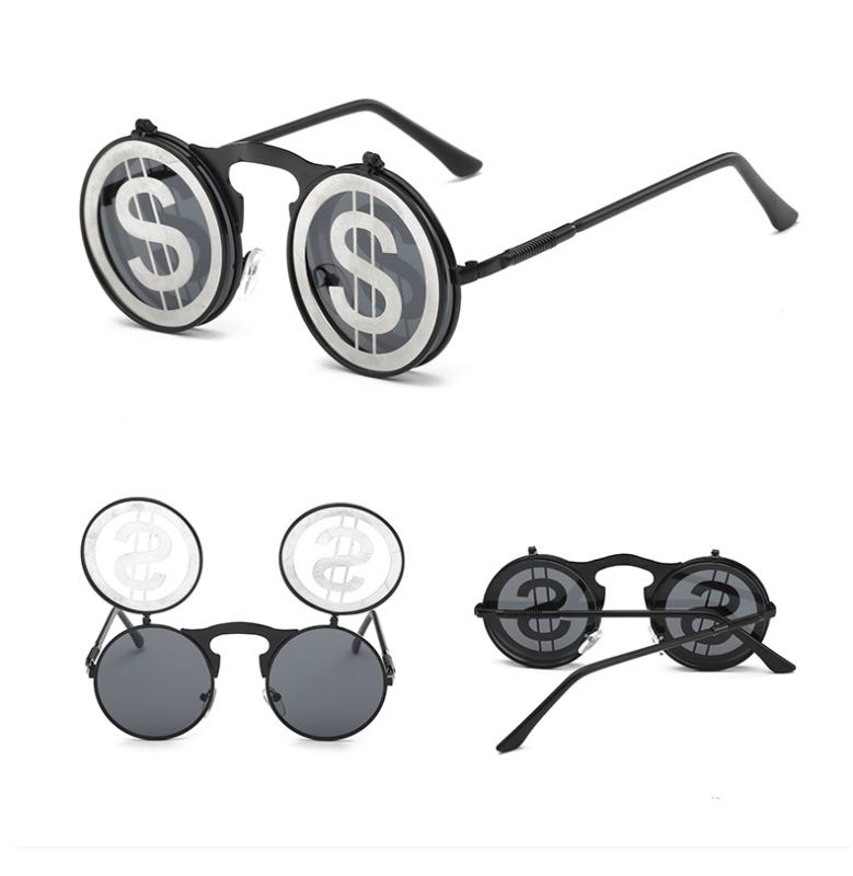 

Retro Steam Punk Flip Sunglasses Metal Dollar Wheel Cobweb More Shape Cool Sun Glasses Wholesale Eyewear