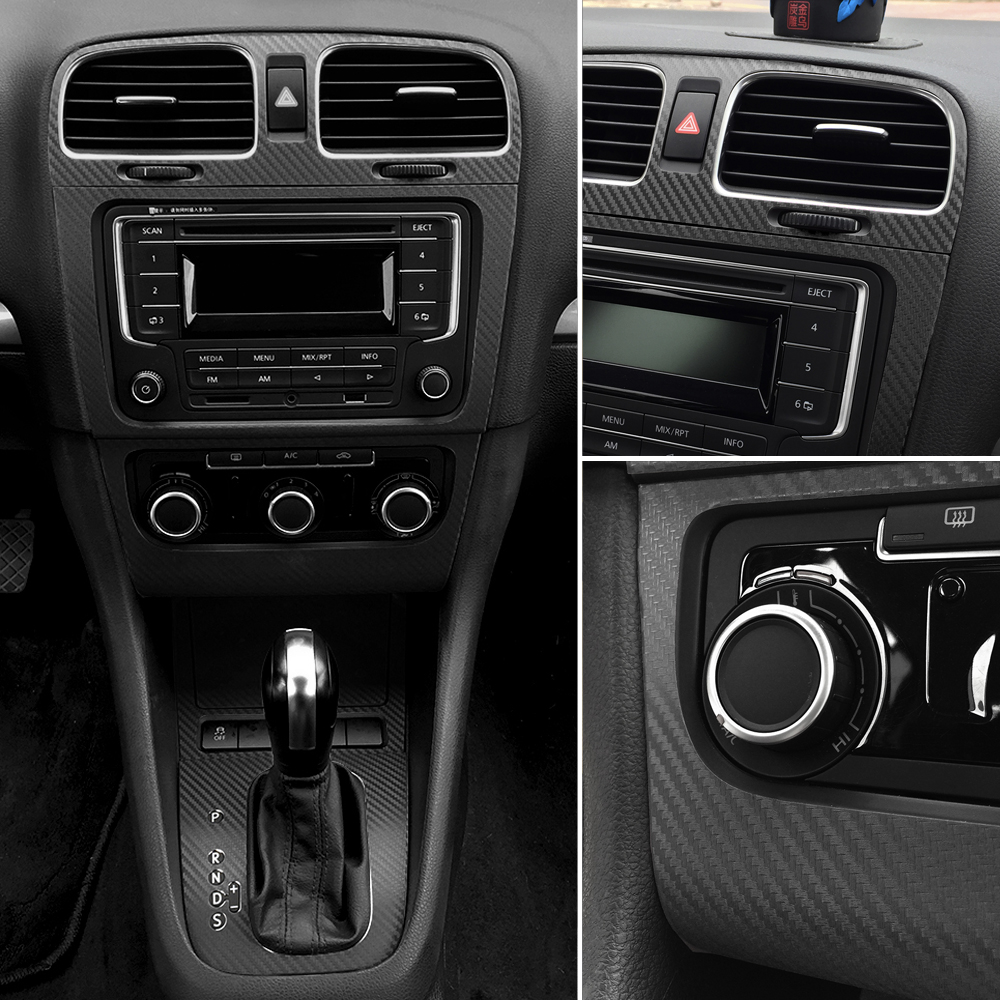 Compre Comercio Al Por Mayor De Volkswagen Golf 6 Mk6 Gti Interior Panel De Control Central De Fibra De Carbono Proteccion Pegatinas Calcomanias Car