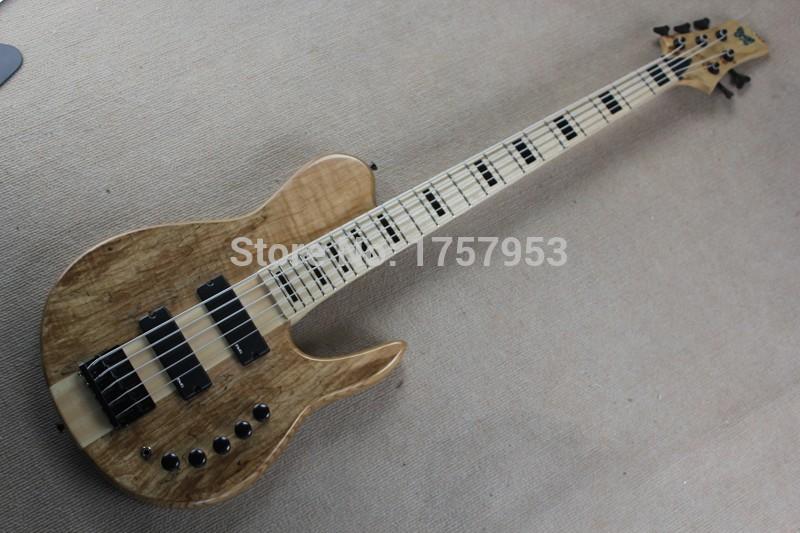 

Free shipping Factory Custom Shop 100% New butterfly logo with active pickup Set Neck 5 String electric bass guitar Natural115