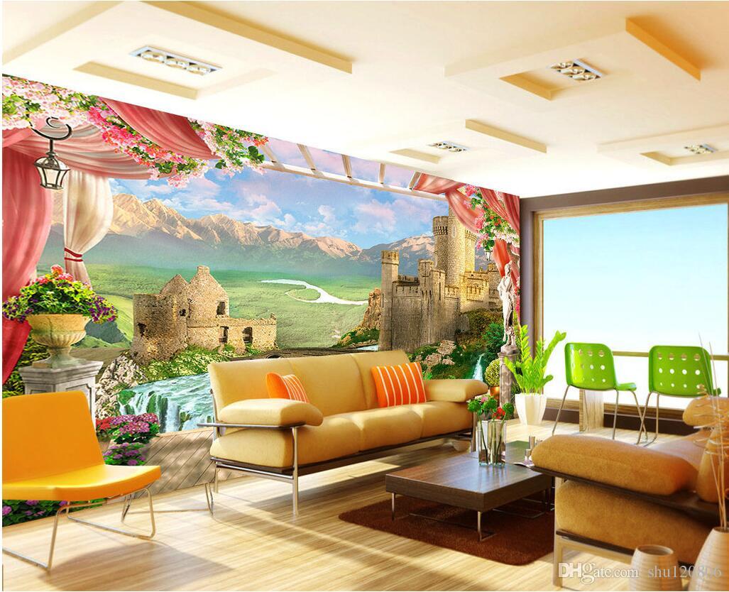

3d wallpaper custom photo Forest castle background wall of running water background wall Home decor 3d wall murals wallpaper for walls 3 d, Picture shows