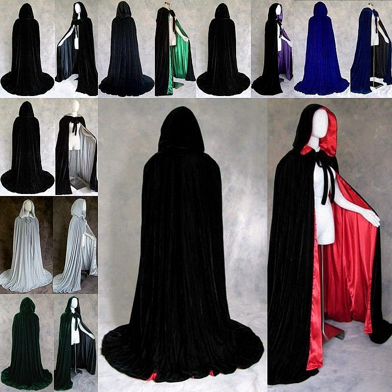 

Cape Robe Velvet Hooded Cloaks Winter Wedding Capes Cheap Wicca Robe Wram Christmas Floor Length Long Bridal Wraps S-XXL, Wine red + wine red lining