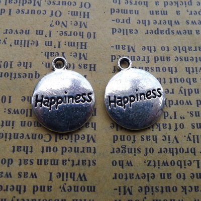 

Online Wholesale Antique Silver Plated Happiness Letter Charms Vintage Alloy Message Charms AAC128