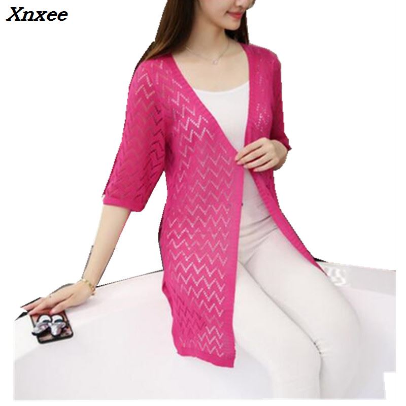 

Female cardigan sweater for women kimono long knitted cardigan half sleeve 2018 spring summer thin Jacket Tops Plus Size Solid, Beige