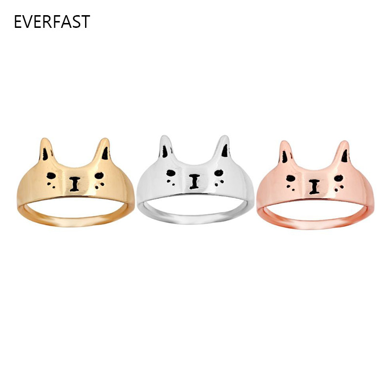 

Funny Cute Cat Face Ring Fashion Animal Rings Set Women Cats Jewelry Accessories Anillos Mujer Free Shipping EFR054