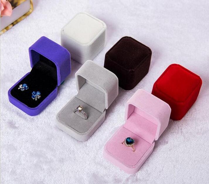 

fashion 10 color selection square velvet jewelry box Plush necklace ring earrings box