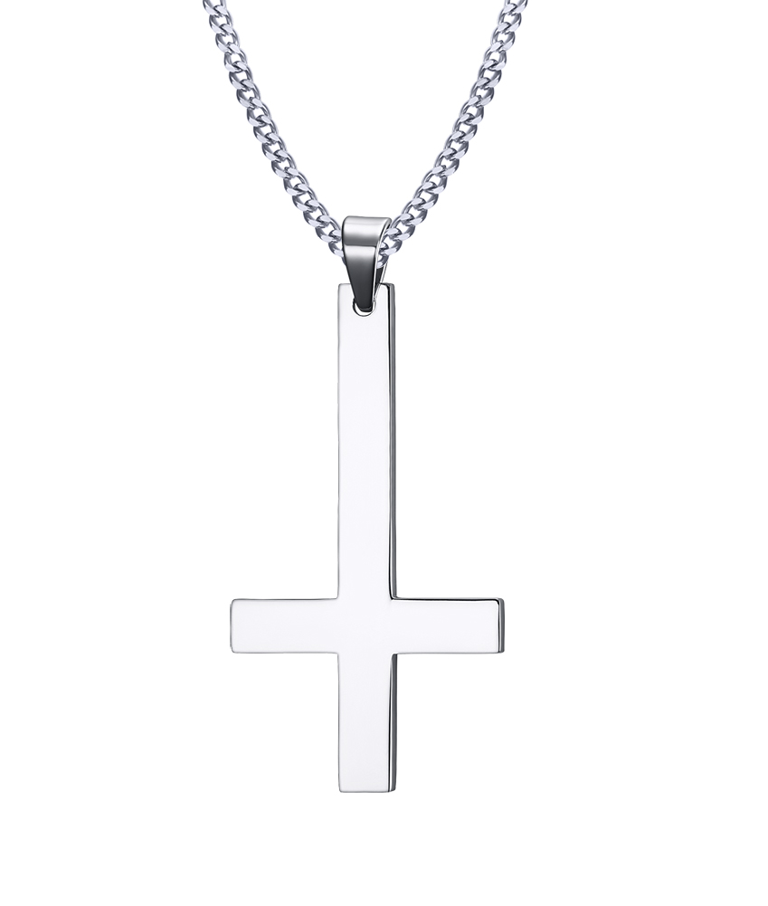 

Big Cross of St. Peter Upside Down Cross Pendant Stainless Steel Catholic Necklace