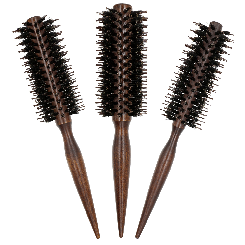 

Anti Static Boar Bristle Straight Twill Brush Hairdressing Round Wooden Hair Brush Comb For Curly Hair351F